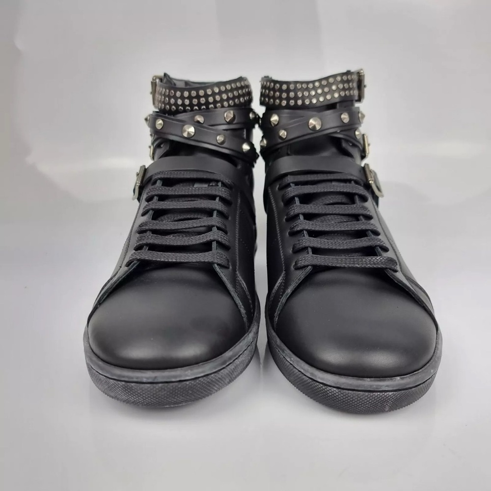 Saint Laurent Black High Top Belted Sneakers US 8 - Picture 3 of 8